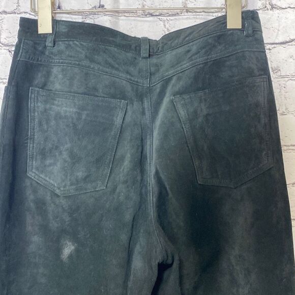 Brandon Thomas Suede Leather Straight Leg Lined Pants Black Size 6‎ - Picture 9 of 12